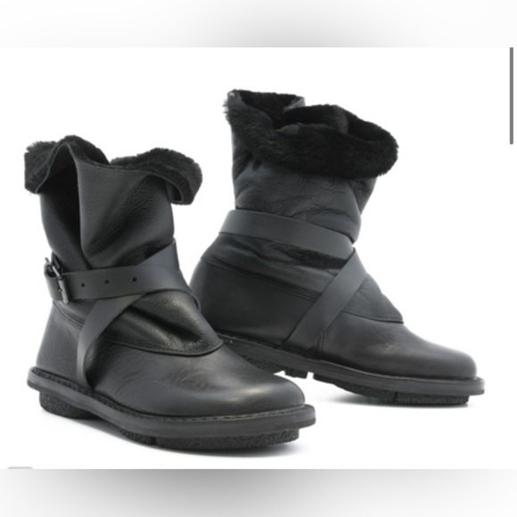TRIPPEN Snow US 6.5-7 Black Fur Lined Leather Booties Made in Germany Orig $455 - Picture 5 of 13